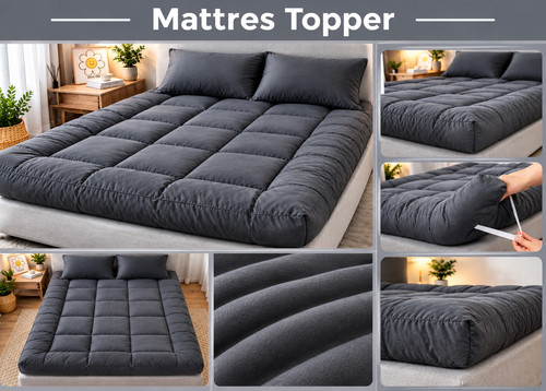 Grey white mattress - white,