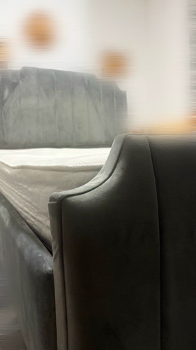 Grey bed with mattress no - bed, mattress,no